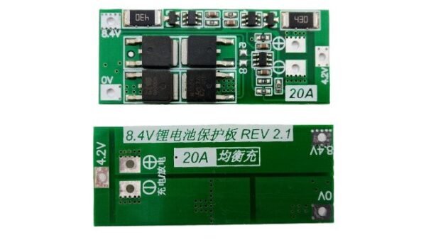 Módulo BMS Batería Li-ion 2S 20A 7.4V con función de balanceo