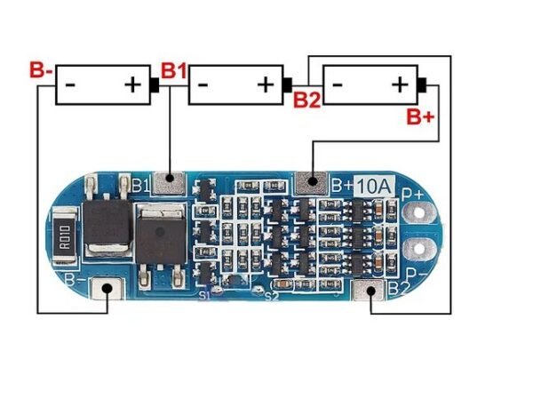 BMS_3S_11.1v_4 Módulo BMS Batería Li-ion 3S 10A 11.1V sin función de balanceo