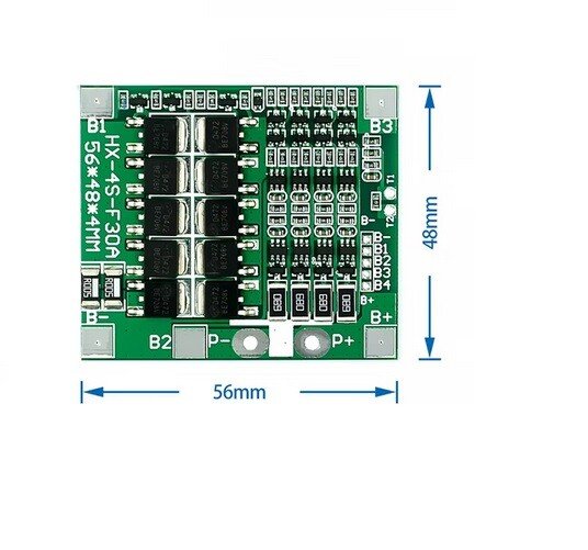 BMS_4S_14.8v_4 Módulo BMS Batería Li-ion 4S 30A 14.8V con función de balanceo