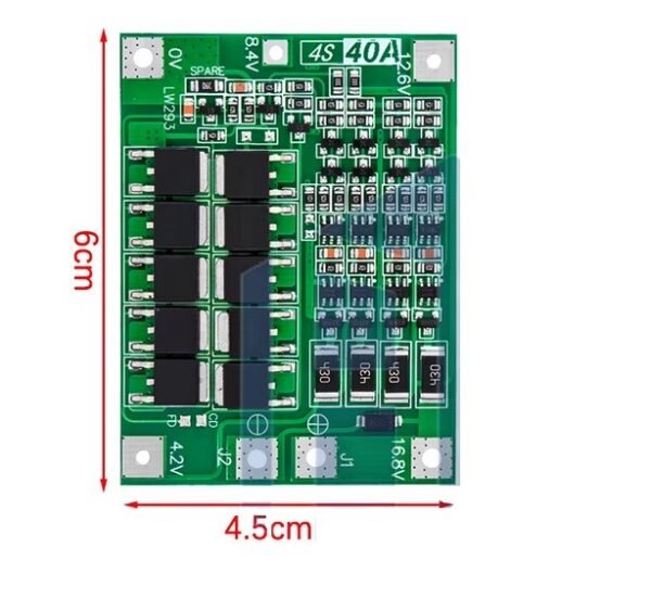 BMS_4S_14.8v_5 Módulo BMS Batería Li-ion 4S 40A 14.8V con función de balanceo