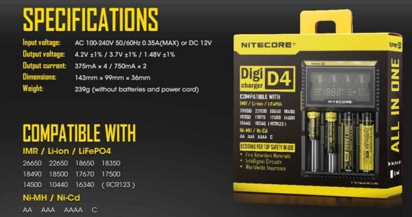 Cargador Universal Baterías Nitecore D4