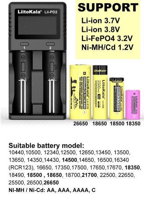 Cargador Baterías Liitokala Lii-PD2