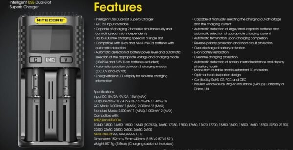 Cargador Universal Baterías Nitecore UMS2
