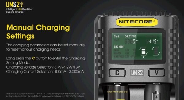Cargador Universal Baterías Nitecore UMS2